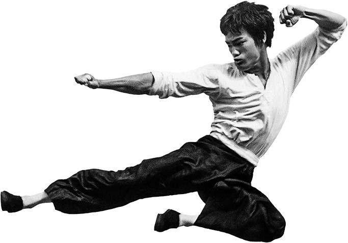 bruce lee fliying kick